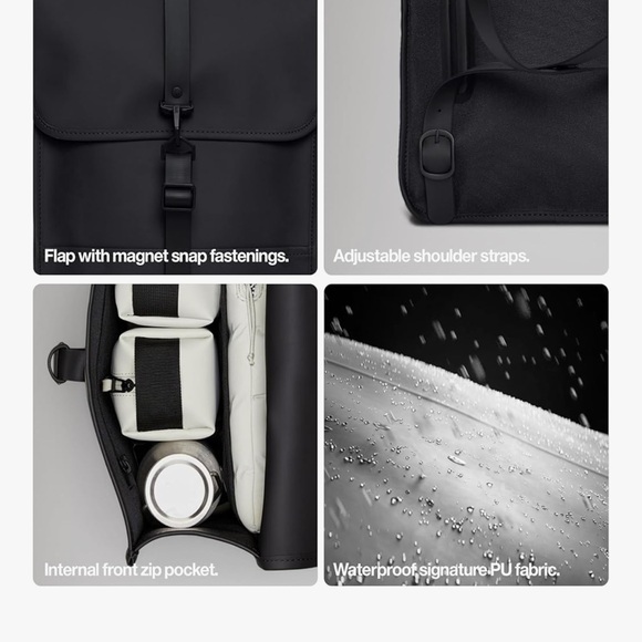 RAINS Black Backpack - Picture 6 of 7